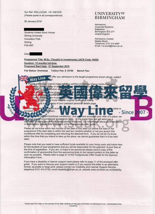 英國伯明翰大學投資學碩士