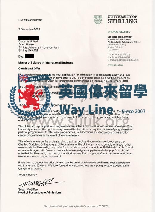 英國斯特林大學國際商業碩士