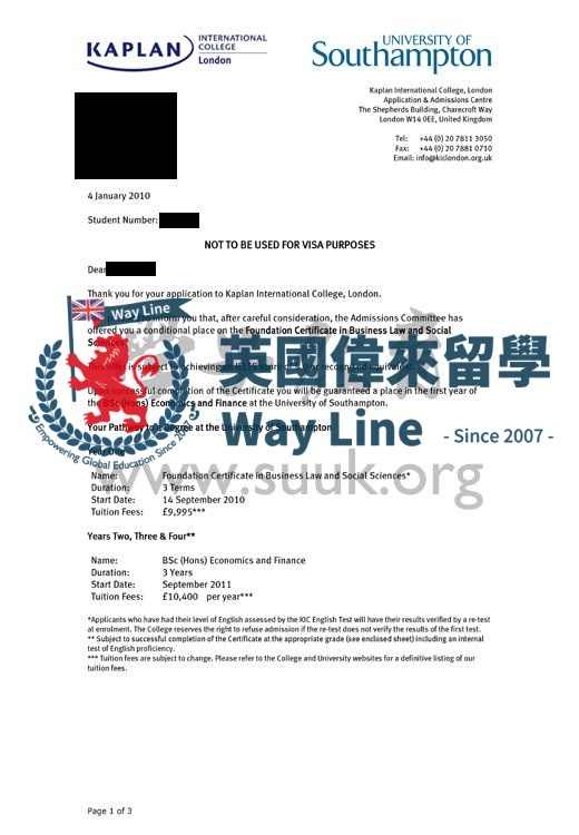 英國南安普敦大學商法和社會科學類本科預科