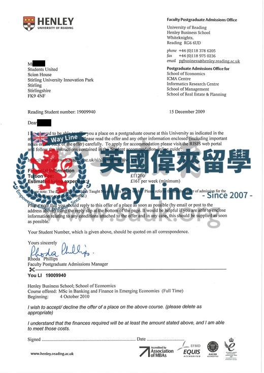 英國雷丁大學銀行與金融在新興經濟碩士