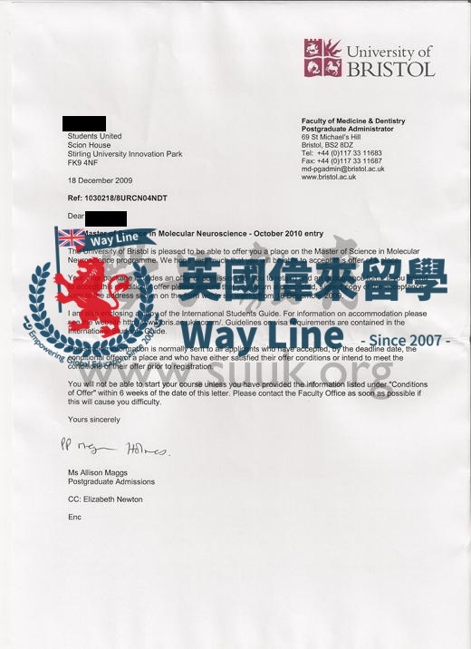 英國布里斯托大學分子與神經科學碩士