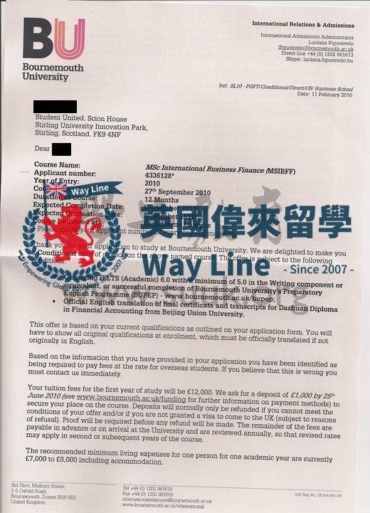 英國伯恩茅斯大學國際商業金融碩士