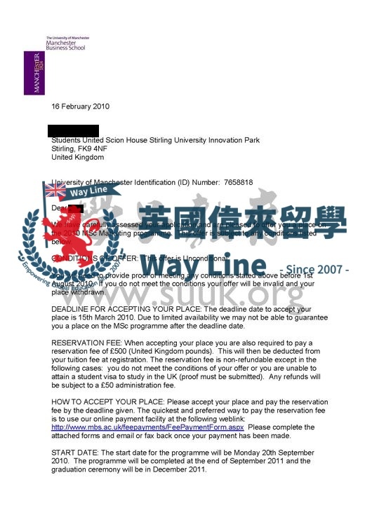 英國曼徹斯特大學市場營銷碩士