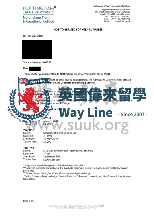 英國諾丁漢特倫特大學碩士預科