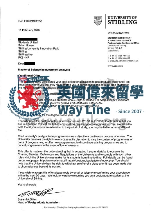 英國斯特林大學投資分析碩士