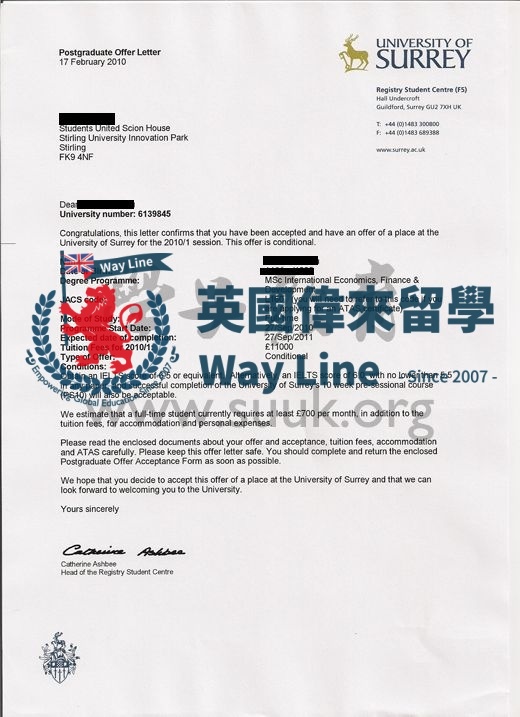 英國薩里大學國際經濟，金融與發展碩士