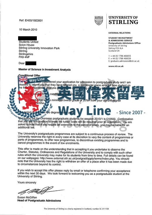 英國斯特林大學投資分析碩士