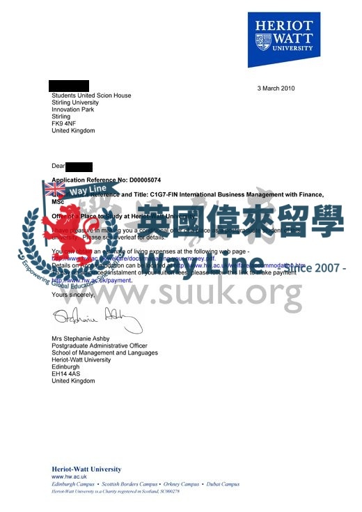 英國赫瑞瓦特大學國際商務管理和金融碩士