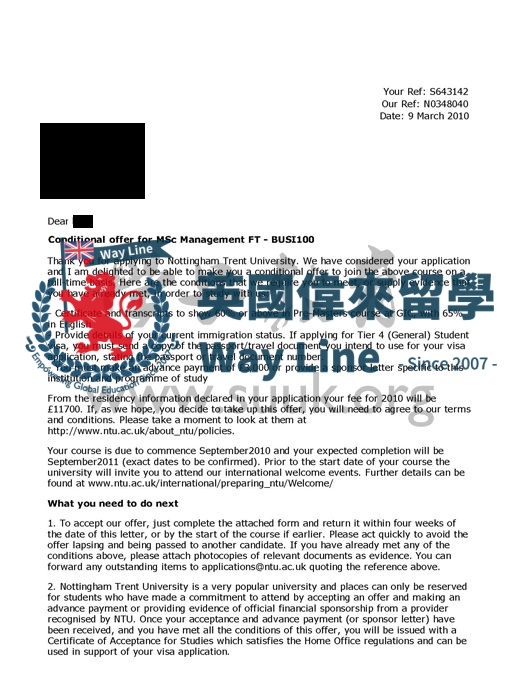 英國諾丁漢特倫特大學管理碩士