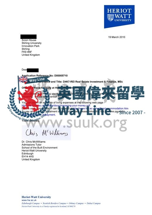 英國赫瑞瓦特大學房地產投資與金融碩士