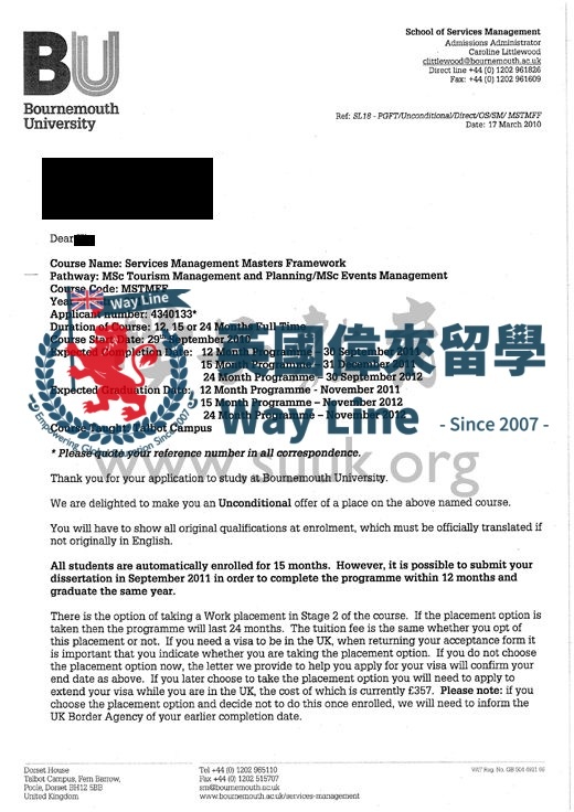 英國伯恩茅斯大學旅遊管理與規劃碩士/展會管理碩士