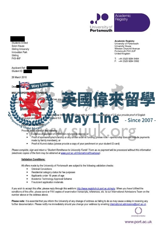 英國朴茨茅斯大學物業發展碩士