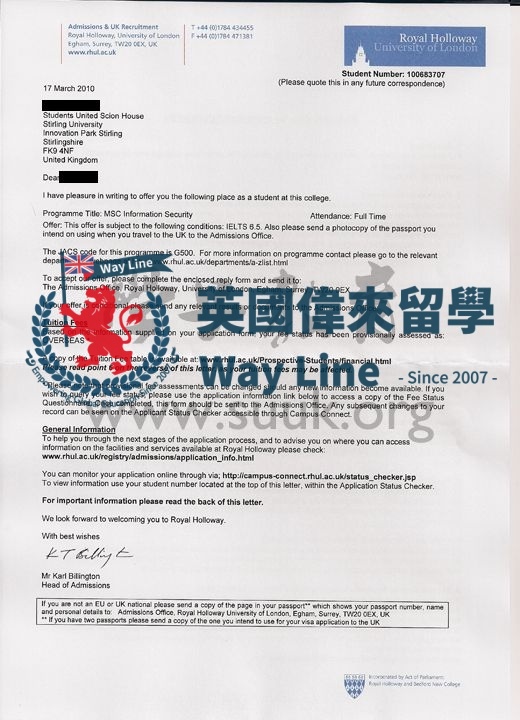 英國倫敦大學皇家霍洛威學院商業信息系統碩士