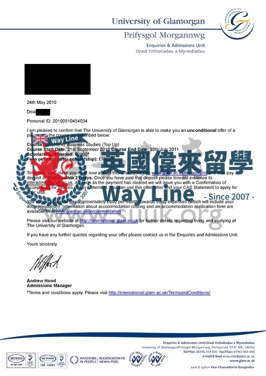 英國格拉摩根大學商業專業本科最後一年插讀