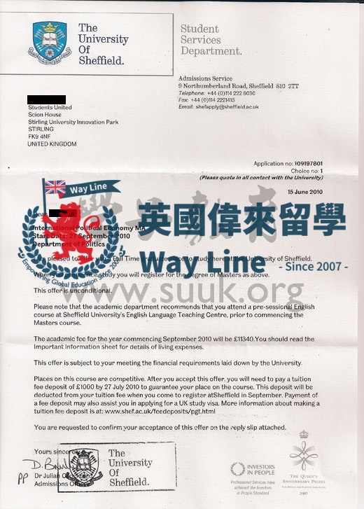 謝菲爾德大學國際政治經濟學碩士