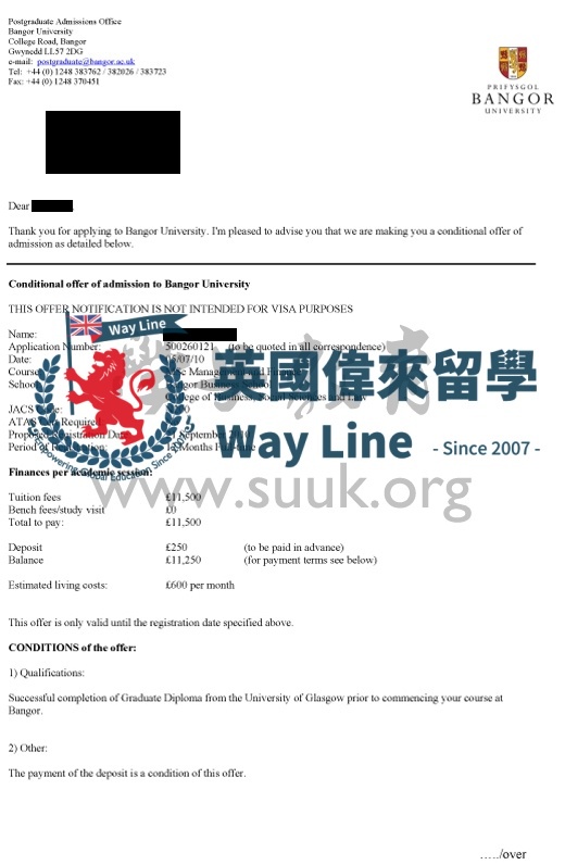 班戈大學管理與金融學碩士