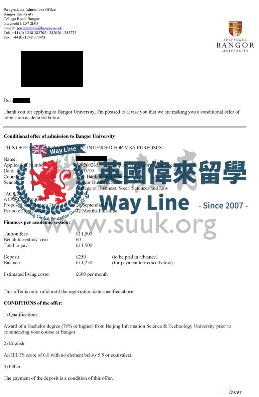 英國班戈大學銀行與金融學碩士