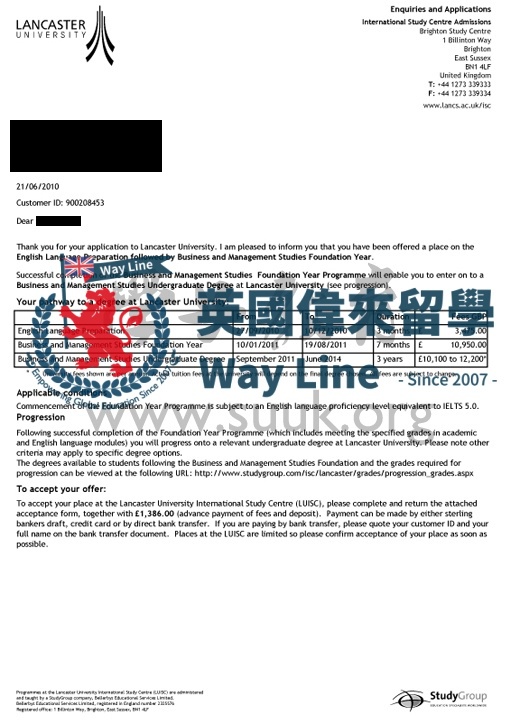 英國蘭卡斯特大學本科預科+學前語言課