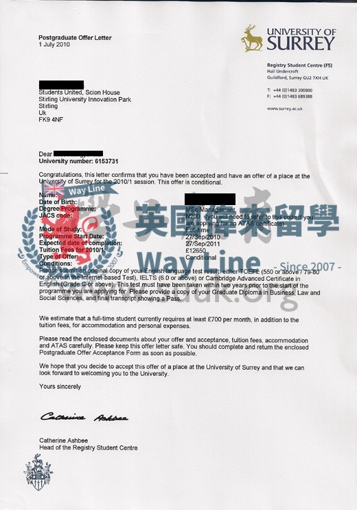 英國薩里大學管理學碩士