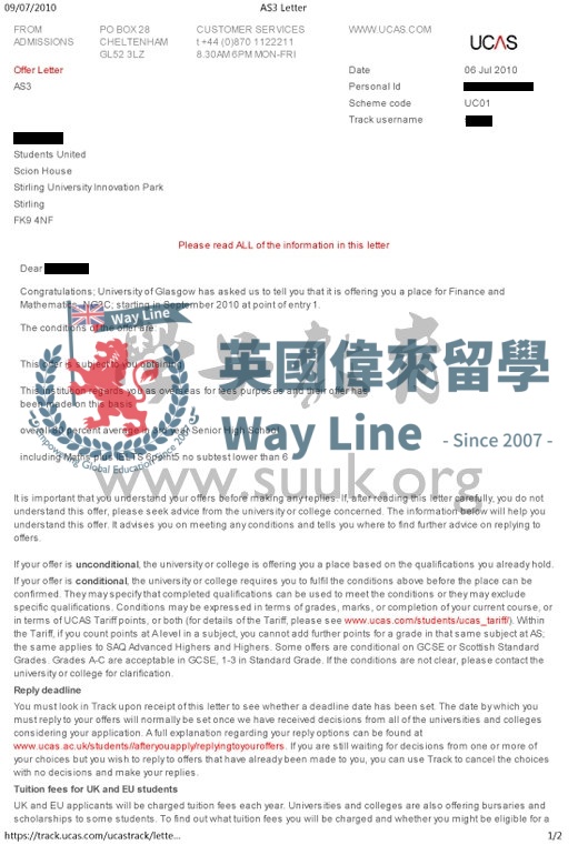 英國格拉斯哥大學金融與數學本科