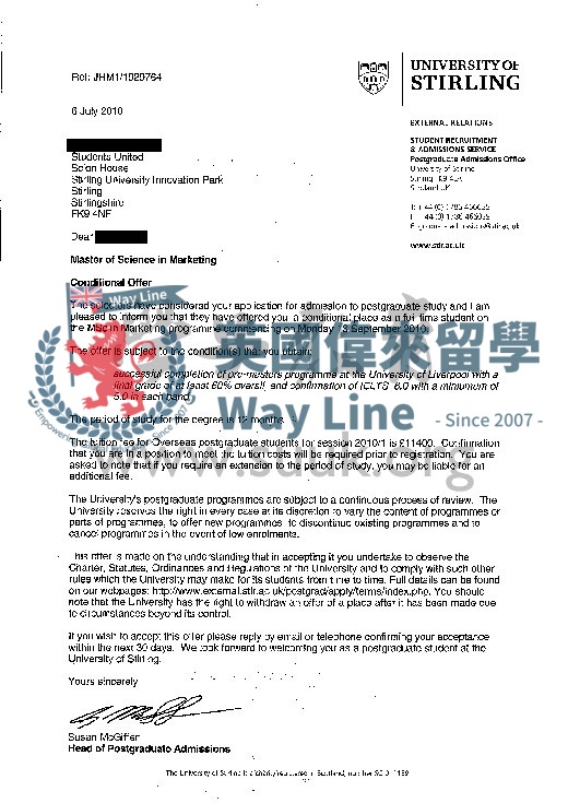 英國斯特林大學營銷學碩士