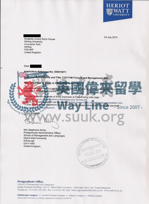 英國赫瑞瓦特大學金融管理學碩士