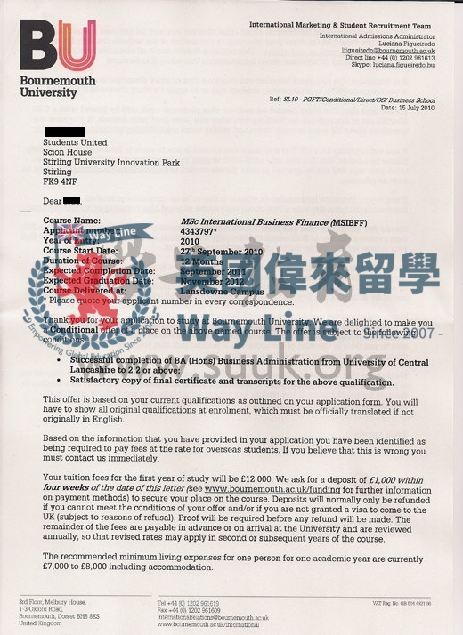 英國伯恩茅斯大學國際商務金融學碩士