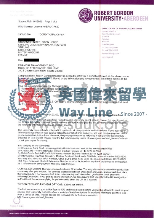 英國羅伯特戈登大學金融管理學碩士