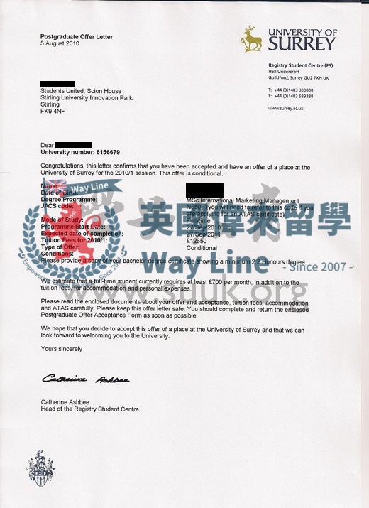 英國薩里大學國際營銷管理學碩士