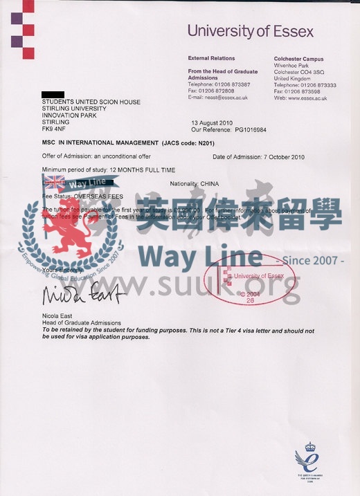 英國埃塞克斯大學國際管理學碩士