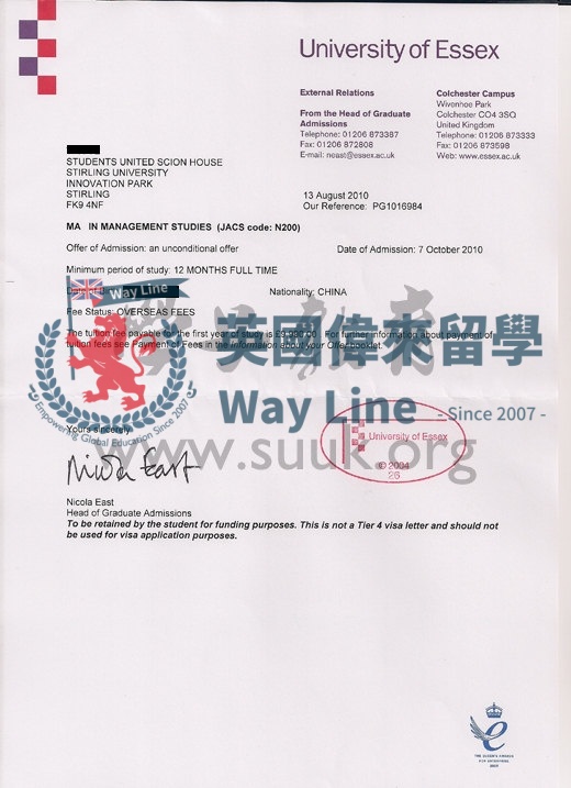 英國埃塞克斯大學管理學碩士