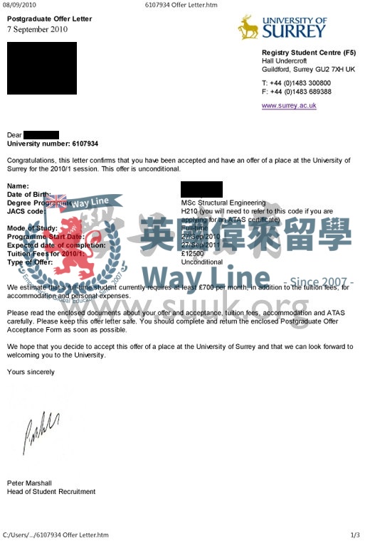 英國薩里大學結構工程學碩士