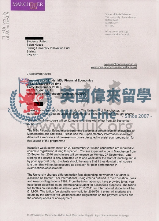 英國曼徹斯特大學金融經濟學碩士