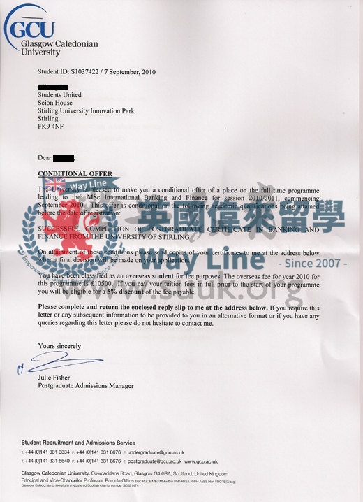 英國格拉斯哥卡里多尼亞大學國際銀行與金融學碩士