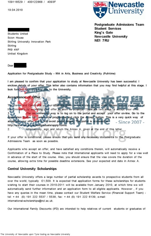 英國紐卡斯爾大學藝術,商務與創意學碩士