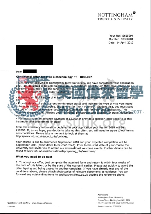 英國諾丁漢特倫特大學生物技術學碩士