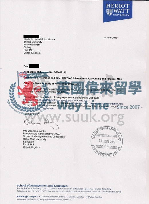 英國赫瑞瓦特大學國際會計與金融學碩士