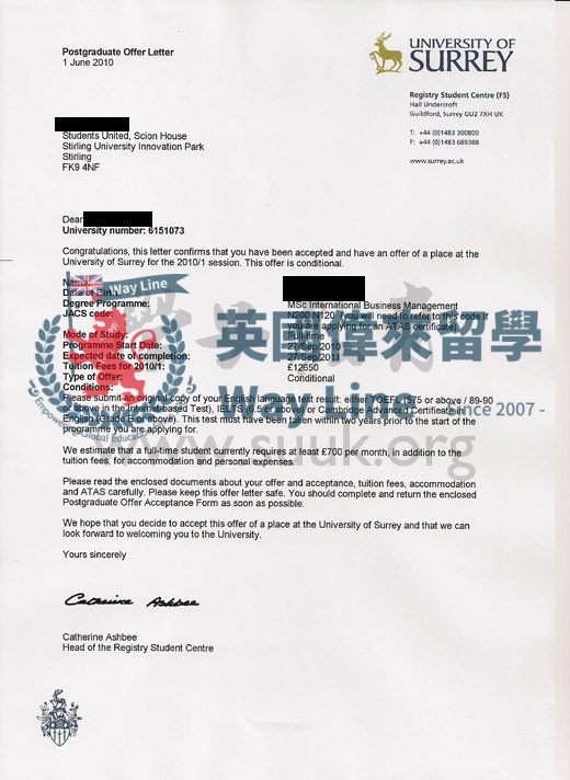 英國薩里大學國際商務管理學碩士