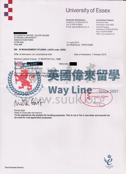 英國埃塞克斯大學管理學碩士