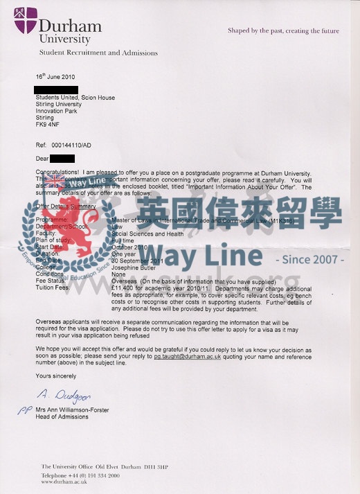 英國杜倫大學國際貿易與商法學碩士