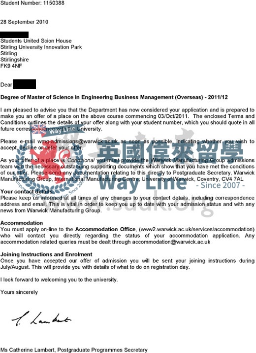 英國華威大學工程商務管理學碩士