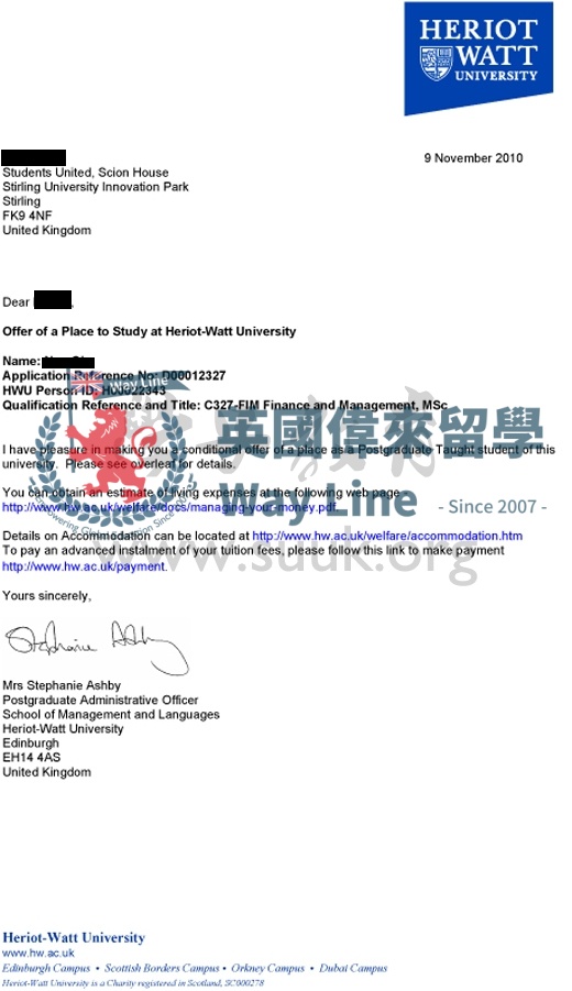 英國赫瑞瓦特大學金融與管理學碩士