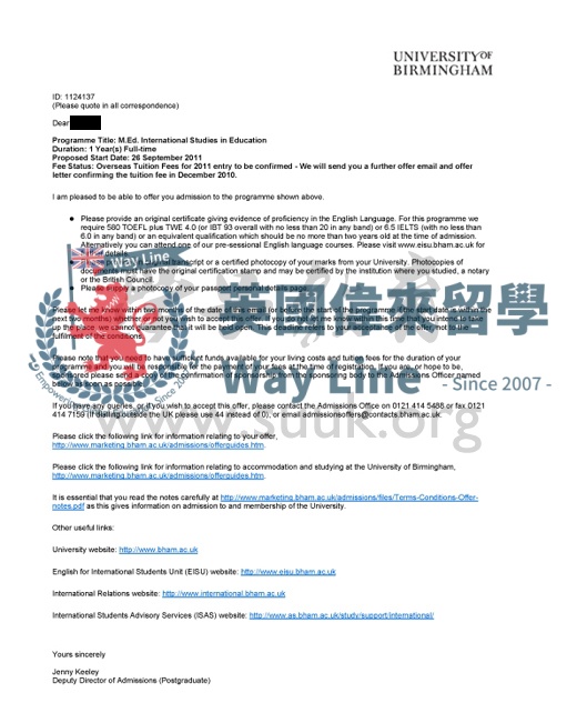 英國伯明翰大學國際教育學碩士