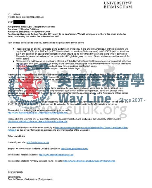 英國伯明翰大學投資學碩士