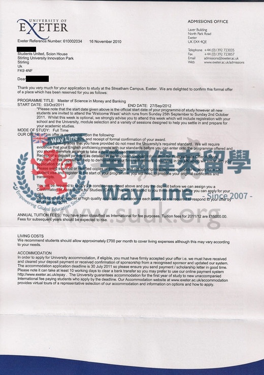 英國埃克塞特大學貨幣銀行學碩士