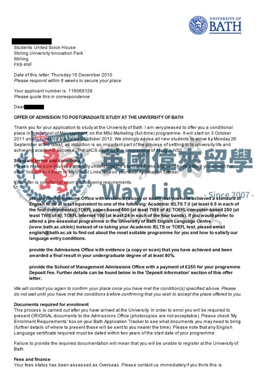 英國巴斯大學營銷學碩士