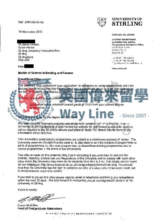 英國斯特林大學銀行金融學碩士