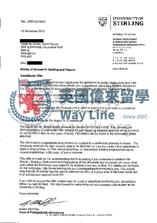 英國斯特林大學銀行與金融學碩士