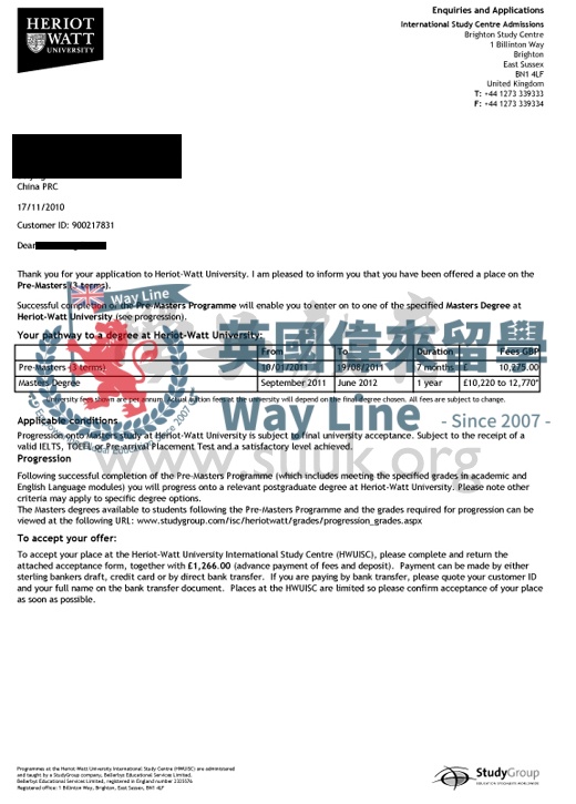 英國赫瑞瓦特大學碩士預科