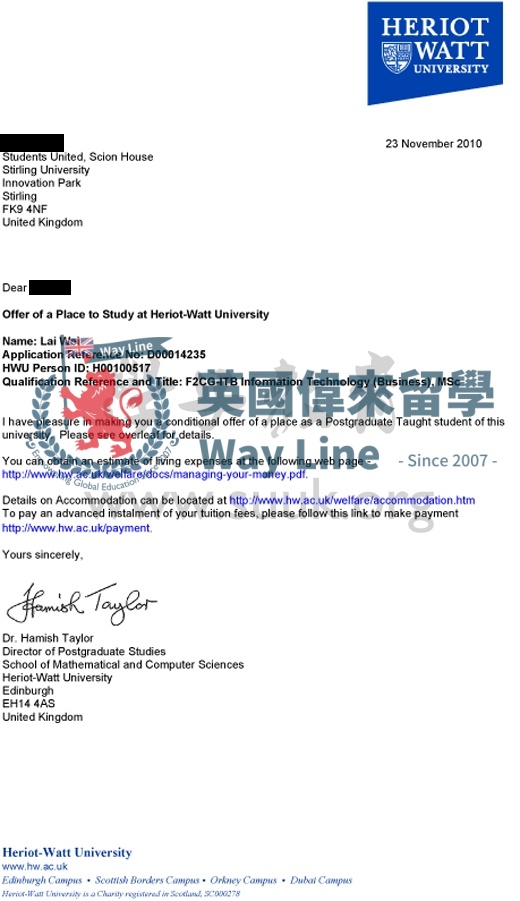英國赫瑞瓦特大學信息技術(商務)學碩士
